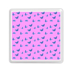 Blue Butterflies At Pastel Pink Color Background Memory Card Reader (square) by Casemiro