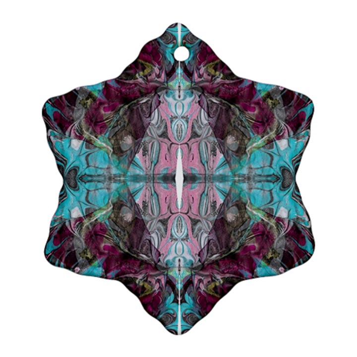 Marbling Symmetry Snowflake Ornament (Two Sides)