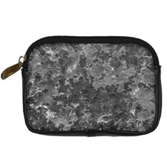 Dark Grey Abstract Grunge Texture Print Digital Camera Leather Case by dflcprintsclothing