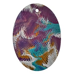 Painted Feathers Oval Ornament (two Sides) by kaleidomarblingart