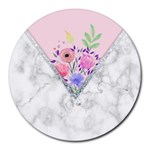 Minimal Pink Floral Marble A Round Mousepads