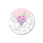 Minimal Pink Floral Marble A Magnet 3  (Round)