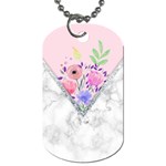 Minimal Pink Floral Marble A Dog Tag (One Side)