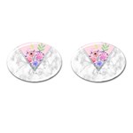 Minimal Pink Floral Marble A Cufflinks (Oval)