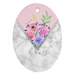 Minimal Pink Floral Marble A Oval Ornament (Two Sides)