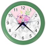 Minimal Pink Floral Marble A Color Wall Clock