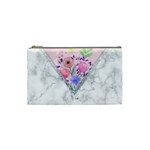 Minimal Pink Floral Marble A Cosmetic Bag (Small)