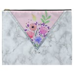 Minimal Pink Floral Marble A Cosmetic Bag (XXXL)