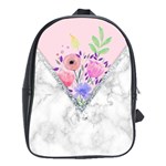 Minimal Pink Floral Marble A School Bag (XL)