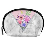 Minimal Pink Floral Marble A Accessory Pouch (Large)