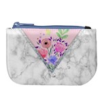Minimal Pink Floral Marble A Large Coin Purse