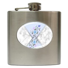 Minimal Silver Blue Marble Bouquet A Hip Flask (6 Oz) by gloriasanchez
