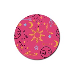 Pattern Mystic Color Rubber Round Coaster (4 Pack)  by alllovelyideas