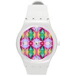 Colorful Abstract Painting E Round Plastic Sport Watch (M)