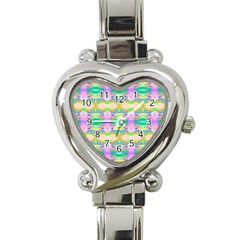 Colorful Neon Pattern  Heart Italian Charm Watch by gloriasanchez