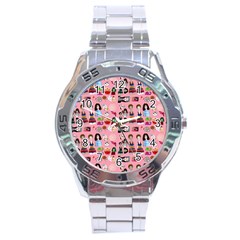 Drawing Collage Pink Stainless Steel Analogue Watch by snowwhitegirl