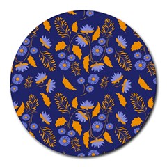 Folk Floral Art Pattern  Flowers Abstract Surface Design  Seamless Pattern Round Mousepads by Eskimos