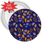 Folk floral art pattern. Flowers abstract surface design. Seamless pattern 3  Buttons (100 pack) 