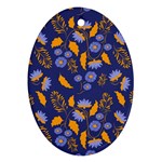 Folk floral art pattern. Flowers abstract surface design. Seamless pattern Oval Ornament (Two Sides)