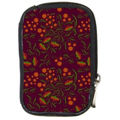 Folk Floral Art Pattern  Flowers Abstract Surface Design  Seamless Pattern Compact Camera Leather Case by Eskimos
