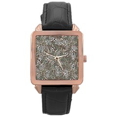 Modern Floral Collage Pattern Design Rose Gold Leather Watch  by dflcprintsclothing