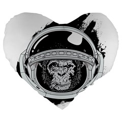 Spacemonkey Large 19  Premium Flano Heart Shape Cushions by goljakoff