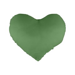 Dark Sea Green Standard 16  Premium Flano Heart Shape Cushions by FabChoice