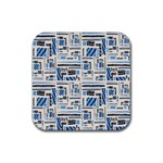 Ethnic Geometric Abstract Textured Art Rubber Coaster (Square)  Front