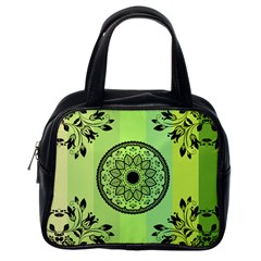 Green Grid Cute Flower Mandala Classic Handbag (one Side) by Magicworlddreamarts1