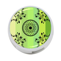 Green Grid Cute Flower Mandala 4-port Usb Hub (one Side) by Magicworlddreamarts1