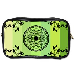 Green Grid Cute Flower Mandala Toiletries Bag (two Sides) by Magicworlddreamarts1