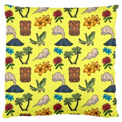 Tropical Island Tiki Parrots, Mask And Palm Trees Large Cushion Case (two Sides) by DinzDas