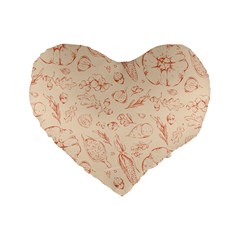 Thanksgiving Flowers And Gifts Pattern Standard 16  Premium Flano Heart Shape Cushions by DinzDas