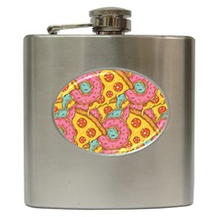 Fast Food Pizza And Donut Pattern Hip Flask (6 Oz) by DinzDas