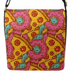 Fast Food Pizza And Donut Pattern Flap Closure Messenger Bag (s) by DinzDas