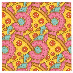 Fast Food Pizza And Donut Pattern Wooden Puzzle Square by DinzDas