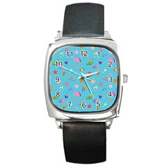 Summer  Beach  The Sun Square Metal Watch by SychEva
