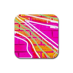 Pop Art Neon Wall Rubber Coaster (square)  by essentialimage365