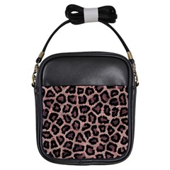 Realistic Leopard Fur Pattern, Brown, Black Spots Girls Sling Bag by Casemiro