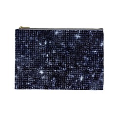 Geometric Dark Blue Abstract Print Pattern Cosmetic Bag (large)