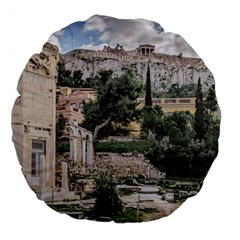 Roman Agora, Athens, Greece Large 18  Premium Round Cushions by dflcprintsclothing