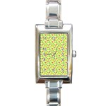 Vector Fruits pattern, pastel colors, yellow background Rectangle Italian Charm Watch