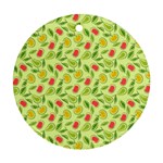 Vector Fruits pattern, pastel colors, yellow background Ornament (Round)