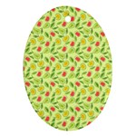 Vector Fruits pattern, pastel colors, yellow background Ornament (Oval)