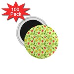 Vector Fruits pattern, pastel colors, yellow background 1.75  Magnets (100 pack) 