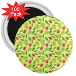 Vector Fruits pattern, pastel colors, yellow background 3  Magnets (100 pack)