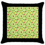 Vector Fruits pattern, pastel colors, yellow background Throw Pillow Case (Black)