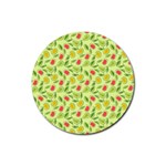 Vector Fruits pattern, pastel colors, yellow background Rubber Coaster (Round) 