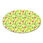 Vector Fruits pattern, pastel colors, yellow background Oval Magnet