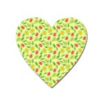 Vector Fruits pattern, pastel colors, yellow background Heart Magnet